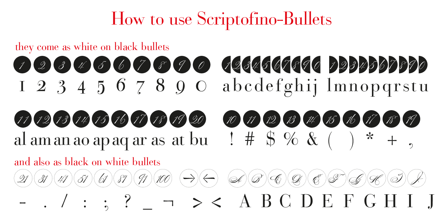 Bullets My Script pos Font preview